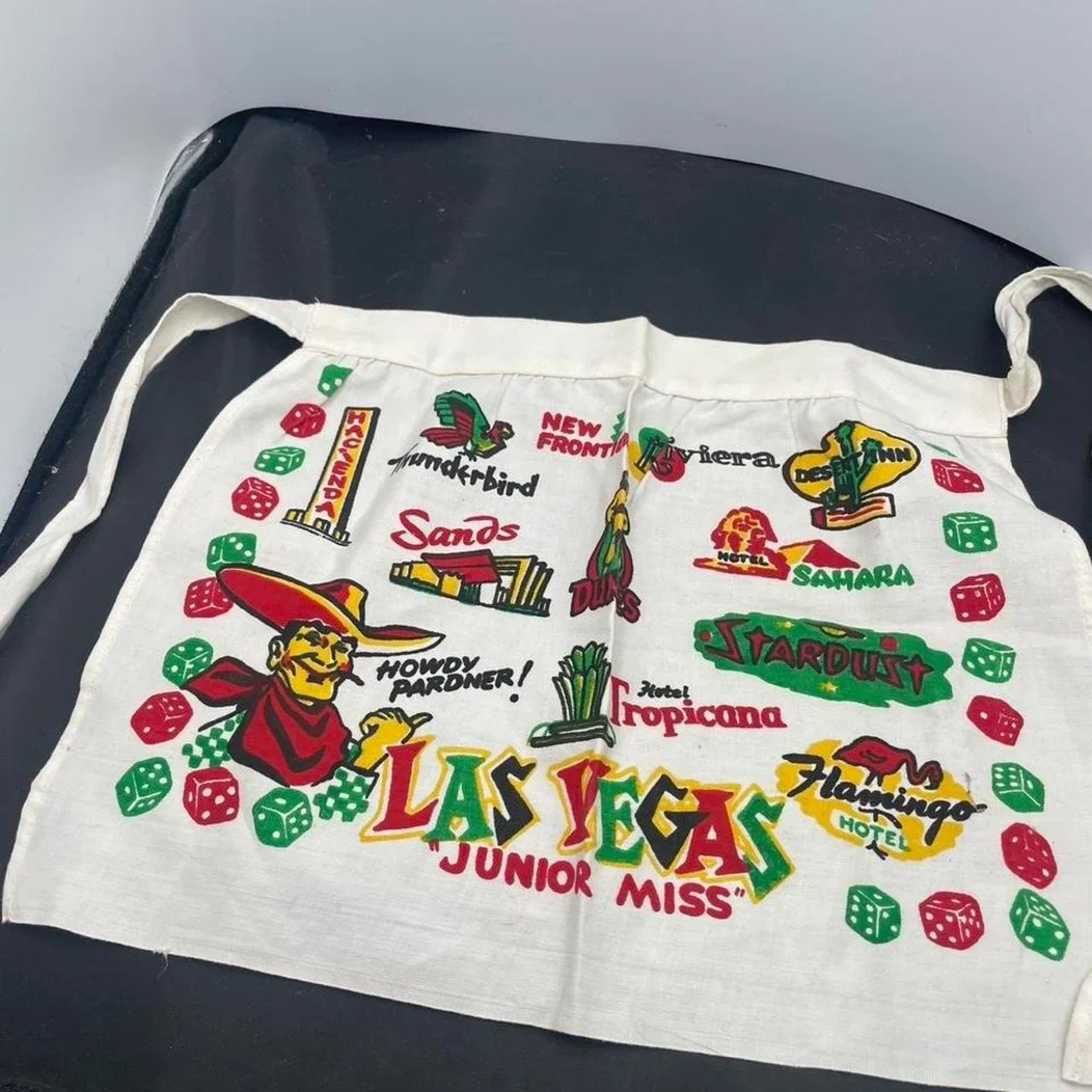 Rare Retro 1960's Junior Miss‎ Apron From Las Vegas(mcp27)
